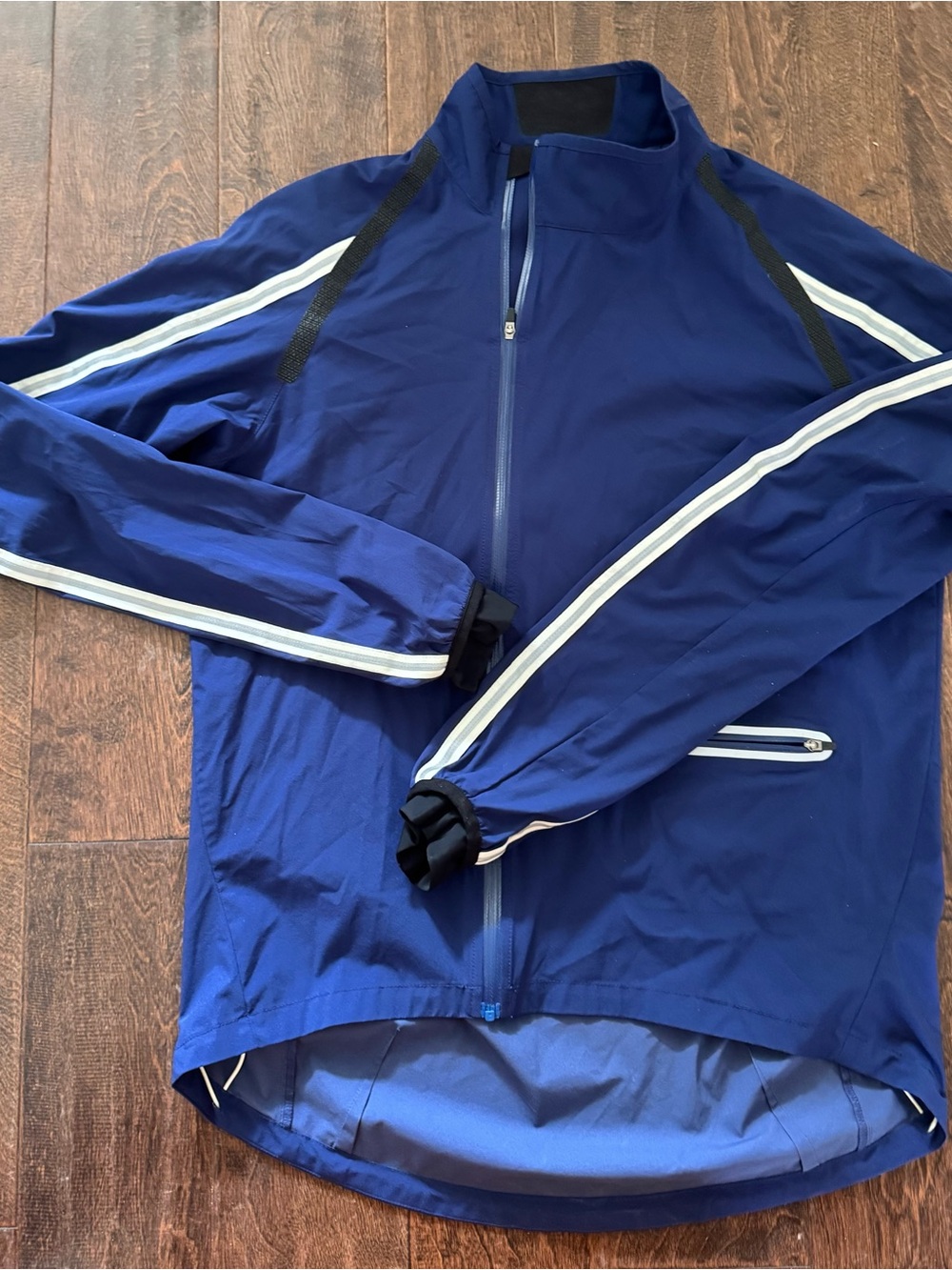 Rapha Wind Jacket Blue White Reflective Cycling Full-Zip Nylon Lightweight